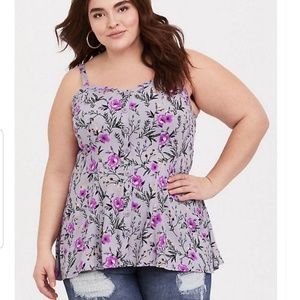 Torrid Plus Size Grey & Purple Floral Tank Top